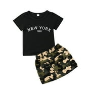 Newborn Baby Kids Boys Girls Camo T-shirt Tops Pants Outfits Set Clothes 0-24M